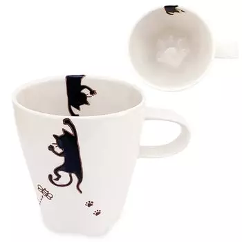 Кружка Kobo Sho Cat Paw, черная, Hasami, сделано в Японии J-Kitchens J-kitchens sho~