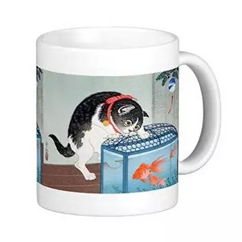 Кружка Koson and Photo Ohara, кружка «Кошка Золотая рыбка» (Серия Укиё-э)