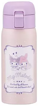 Кружка-кружка из нержавеющей стали Skater Vacuum Double Structure Direct Drinking Bottle One Touch Open 350 мл My Melo Kuromi Adult Cute Sanrio Thermal/Cold STOT3-A