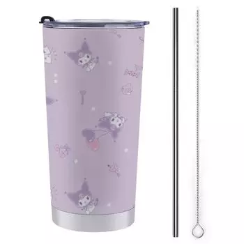 Кружка Kuromi, кофейная чашка, чашка для магазинов, холодная изоляция, стакан из нержавеющей стали с крышкой, портативный Moiiss Direct Drip, подарок для автомобиля, товары для персонажей