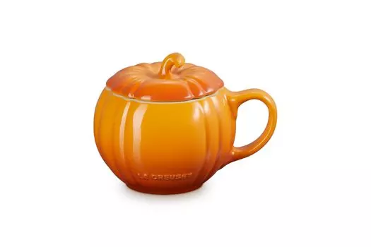 Кружка Le Creuset Pumpkin с крышкой 400 мл, каштановая тарелка для Хэллоуина, устойчивая к жаре и холоду, безопасная для микроволновой печи, японская [Авторизованный продукт]