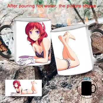 Кружка Lovely Lingerie Maid, меняющая цвет BSKT-203, стаканы для сублимации, керамические кружки, кофейные чашки, индивидуальные заготовки для чашек в стиле аниме 301-400ml