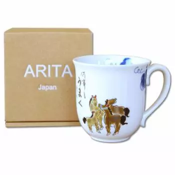 Кружка микроволновая печь подарок Арита все идет сделано в Японии подарок, безопасный, в коробке, посуда, неправильный, лошадь, белый