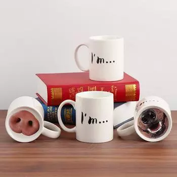 Кружка Милая и забавная кружка в виде носа свиньи Кружка в виде носа собаки Креативная керамическая кружка Чашка для воды Хэллоуин пародия кофейная чашка для ежедневного использования 301-400ml