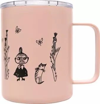 Кружка MOOMIN из нержавеющей стали 350 мл с крышкой, вакуумная двойная структура, подарочная коробка (Расслабление (PK))
