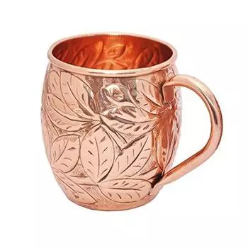 Кружка Moscow Mule объемом 550 мл из чистой меди с уникальным цветочным узором,
