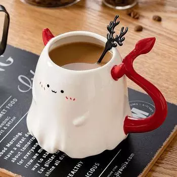 Кружка на Хэллоуин, керамическая чашка для воды Little Le Mo Couple, ценная персонализированная кофейная чашка, большая емкость 301-400ml