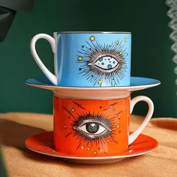 Кружка New Eyes, кофейная чашка, набор посуды, керамическая чашка для воды, европейская креативная бытовая посуда, чашка для послеобеденного чая 270ml