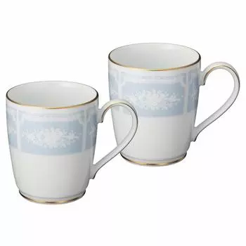 Кружка Noritake 280cc Lace Wood Gold 2 шт. Синий тонкий фарфор (Парный набор) Р9755А/1507