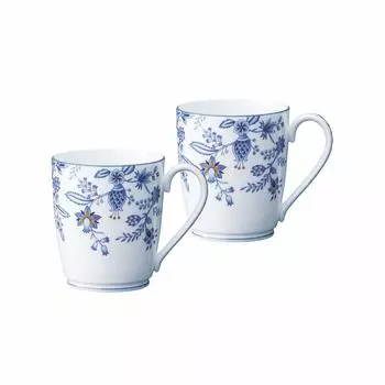 Кружка Noritake 295 куб. см, отделка Blue Sorrentino Line, подходит для микроволновой печи, можно мыть в посудомоечной машине, 2 предмета, синий костяной фарфор (Парный набор) Р97280/4965 синий