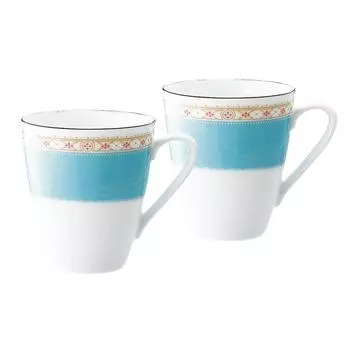 Кружка Noritake 295 куб. см, синяя, гудящая, безопасная для микроволновой печи, 2 шт., тонкий фарфор (Парный набор) П5355Л/1645