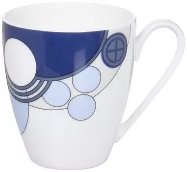 Кружка Noritake 300 куб. см Frank Lloyd Wright Imperial Blue, безопасная для использования в микроволновой печи, из тонкого фарфора (Премиум Белый) WT94957/1701
