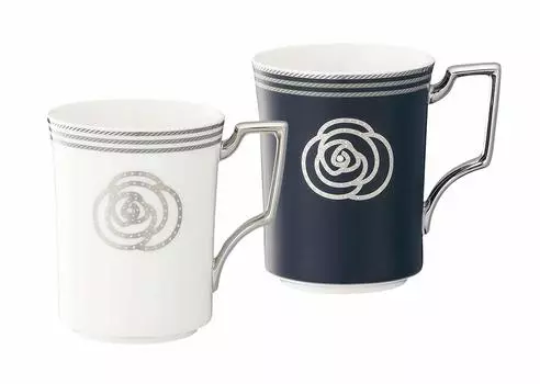 Кружка Noritake цветная пара 295cc Aidan 2 шт. костяной фарфор (сменный набор) Белый/Черный P93655/4867-12