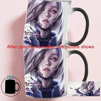 Кружка Robot Beauty, меняющая цвет фарфоровая кофейная чашка BSKT-048, керамические кружки, кофейные чашки, сублимационные заготовки, посуда для напитков, пользовательские аниме 350ml
