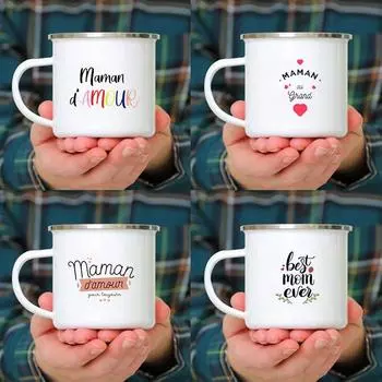 Кружка с эмалированной надписью «Super Mom Print» Креативная кофейная чашка Персонализированные подарки Кружки Кофейные чашки Cupshe Необычная чайная чашка Посуда для напитков Пиво Путешествия 1pcs