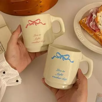 Кружка с бантом, креативная керамическая чашка для воды, чашка для завтрака, молока, офисная чашка для дневного чая, латте, кофе, питьевая утварь жёлтый
