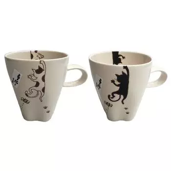 Кружка с изображением кошки, подвесная пара, набор кружек для пары, Arita Ware, милый подарок белый