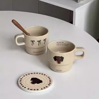 Кружка с изображением щенка для завтрака, кофейная чашка 260 мл, керамическая кружка, чашка для чая, молочная чашка в подарок