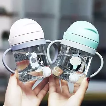 Кружка с мультяшной соломкой, 250 мл, устойчивая к падениям, студенческая кружка для питья в кампусе, перевернутая, без протечек, маленькая и симпатичная, портативная 201-300ml