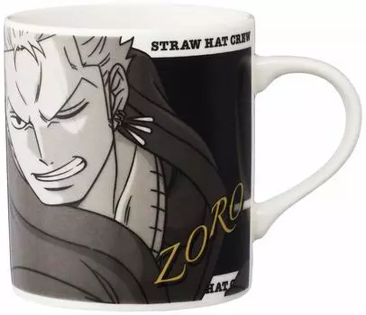Кружка с официальной лицензией на тему аниме «Зоро» 8 x 9 см, 300 мл, монохромная, цельная, можно использовать в микроволновой печи, можно мыть в посудомоечной машине, сделано в Японии, 121116 «ONE PEICE» прибл.