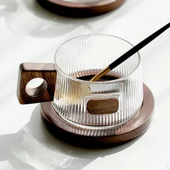 Кружка с подставкой для послеобеденного чая и завтрака Round handle