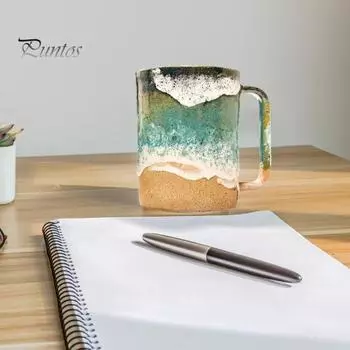 Кружка с принтом лапы и изображением береговой линии океана, керамическая кофейная чашка, кружка для чая ручной работы с рисунком волн, 11/15 унций, кружка для питья с изображением когтей морской пены, сувенир на пляж, подарок S A