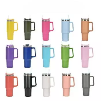 Кружка с ручкой, автомобильная кружка, летняя, новая, большая емкость, двухслойная, автомобильная, термос-кружка 304 Ice Bomber с трубочкой 40OZ темно-синий