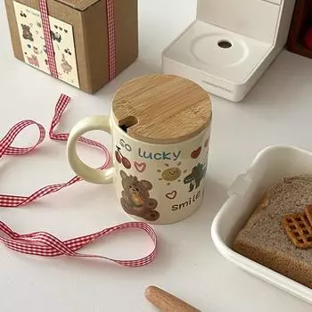 Кружка с ручкой-бантом, креативная керамическая чашка для воды, чашка для завтрака, молока, офисная чашка для дневного чая, латте, кофе, питьевая утварь 301-400ml
