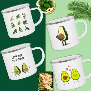 Кружка с забавным принтом авокадо, кофейная чашка для друзей, необычная чайная чашка, кружка из нержавеющей стали, симпатичная посуда для напитков, персонализированные подарки, оригинальные кружки 360ml