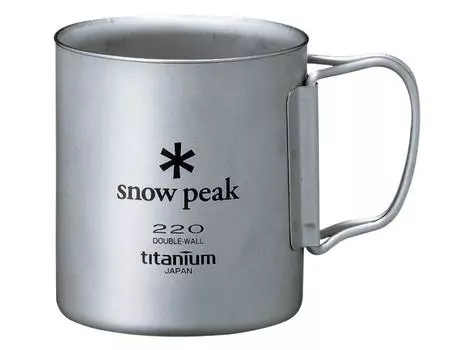 Кружка Snow Peak Titanium Double Mug 220 со складной ручкой [емкость 220 мл] MG-051FHR