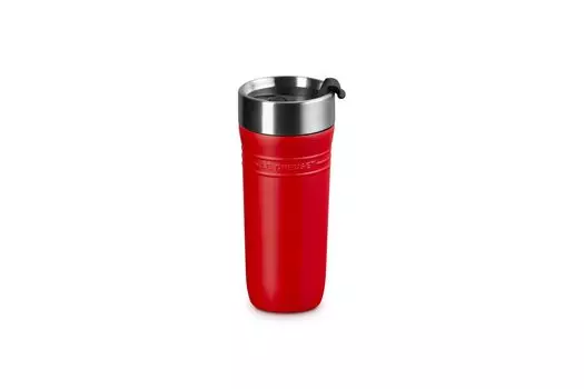 Кружка-стакан Le Creuset Travel Tumbler Mug Бутылка для воды Бутылка 350 мл Вишневый красный Нержавеющая сталь С вакуумной изоляцией Широкое горлышко Легко мыть на ходу Удобно