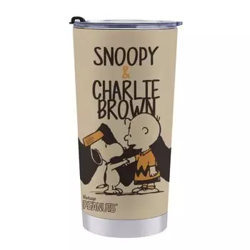 Кружка-стакан Snoopy Charlie Brown, кофейная чашка, чашка для магазина у дома, бутылка для воды EVISUK, прямая питьевая из нержавеющей стали с крышкой и портативной трубочкой
