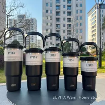 Кружка-стакан Tyeso из нержавеющей стали с вакуумной термоизоляцией, большая емкость, двойная бутылка для воды в машину, дорожная кружка 600ML