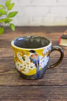 Кружка Стильная посуда Kutani Ware Кружка Yoshidaya Mountain Cherry Blossom Керамическая марка класса люкс Сделано в Японии