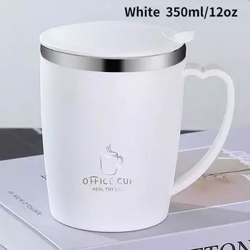 Кружка-термос 350 мл. Кофейная чашка из нержавеющей стали 304 с ручкой. Герметичная вакуумная колба. Изолированная чашка. Портативная термобутылка для воды. 350ml