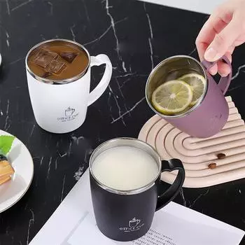 Кружка-термос 350 мл. Кофейная чашка из нержавеющей стали 304 с ручкой. Герметичная вакуумная колба. Изолированная чашка. Портативная термобутылка для воды. 350ml белый