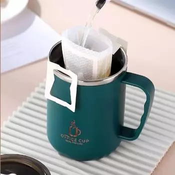 Кружка-термос на 500 мл, кофейная чашка из нержавеющей стали 304 с ручкой, герметичная вакуумная колба, изолированная чашка, портативная термобутылка для воды 500ML соломенный