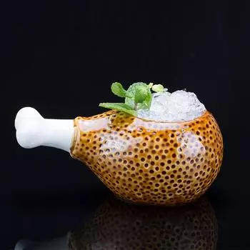 Кружка TIKI с голенью 365 мл, керамический бокал для коктейля, Гавайский бар, вечерние бокал для вина, необычный контейнер для мороженого, чашка для смузи, Прямая поставка Drumstick Tiki Mug 365ml