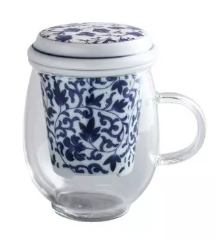 Кружка Toyo Ceramics Arita Ware Cerando Glass стильная Tessen Arabesque Blue IW-002 синий