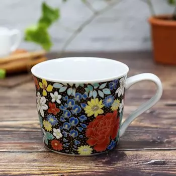 Кружка Waza no Kura Kutani Ware с цветочным наполнением, черная керамика, элитная брендовая посуда, сделанная в Японии, подарок на 60-летие