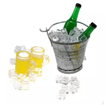 Кружка ведро для льда, аксессуар для украшения кухонного стола :Кукольный домик 12 масштаба, игры для малышей зелёный