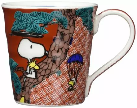 Кружка Yamakasyoten Snoopy Kutani Ware с красным узором «АРАХИС» (300мл) СН362-11