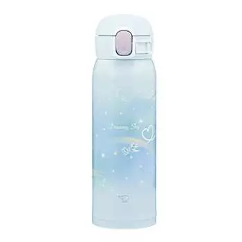 Кружка Zojirushi Mahobin из нержавеющей стали для детей, бутылка для воды, 480 мл, одно касание, бесшовная, только 3 точки ухода, радужно-голубая SM-WH48-AZ