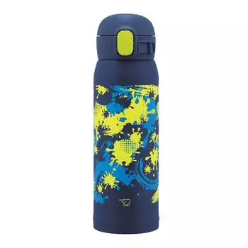 Кружка Zojirushi Mahobin из нержавеющей стали для детей, бутылка для воды, 480 мл, одно касание, бесшовная, только 3 точки ухода, темно-синяя SM-WM48-AD тёмно-синий