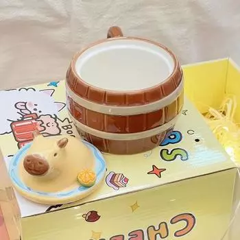 Кружки Capybara Чашки в форме ведра для воды Capybara Креативные мультипликационные многоцелевые кружки Кофейные кружки для детей Подарок на день рождения, Рождество 301-400ml