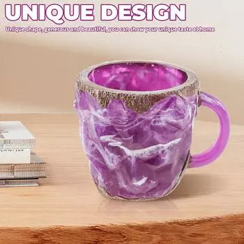 Кружки для кофе из минерального хрусталя, кружки для кофе из минерального камня, устойчивые к ожогам и жаропрочные хрустальные кружки, кружка для кофе из жеоды 701-800ml фиолетовый