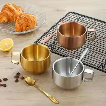 Кружки для кофе из утолщенной нержавеющей стали объемом 200/300 мл с ручкой, портативные, для дома, офиса, путешествий, пива, воды, чая, стаканы для напитков