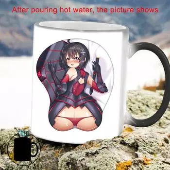 Кружки для кофе Surprise Girl BSKT-099 Персонализированные подарки Kawaii Кружка Аниме Керамическая чашка Изменение цвета Кружка обесцвечивание Чашки Посуда для напитков 350ml