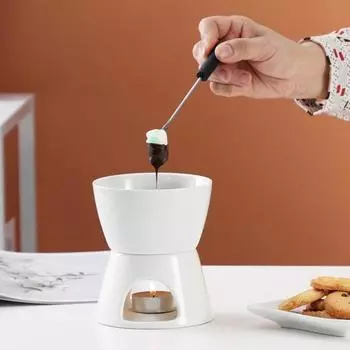 Кружки для шоколадного фондю с вилками, плавильные чашки для шоколадного масла, набор керамических горячих горшков