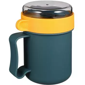 Кружки для супа, чашка для хлопьев, миска для завтрака, контейнер в японском стиле с крышкой, синие ложки для молока 13.80X9.00X9.00CM синий